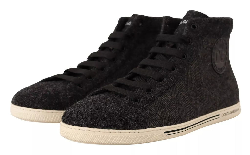 Dolce & Gabbana Gray Wool Cotton Casual High Top Sneakers - Beyzy Store - Dolce & Gabbana