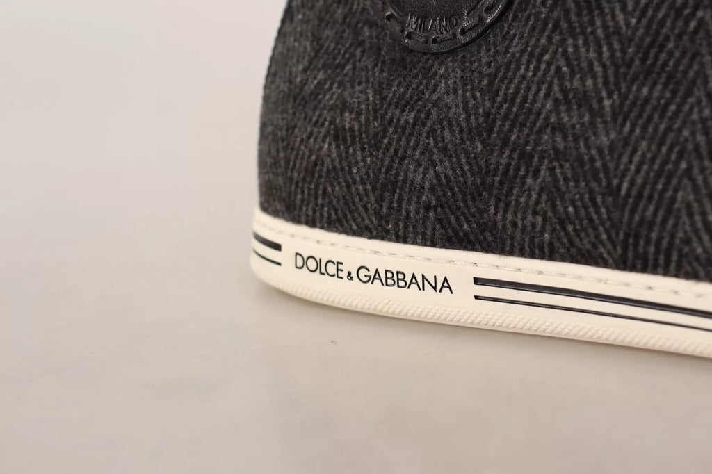 Dolce & Gabbana Gray Wool Cotton Casual High Top Sneakers - Beyzy Store - Dolce & Gabbana