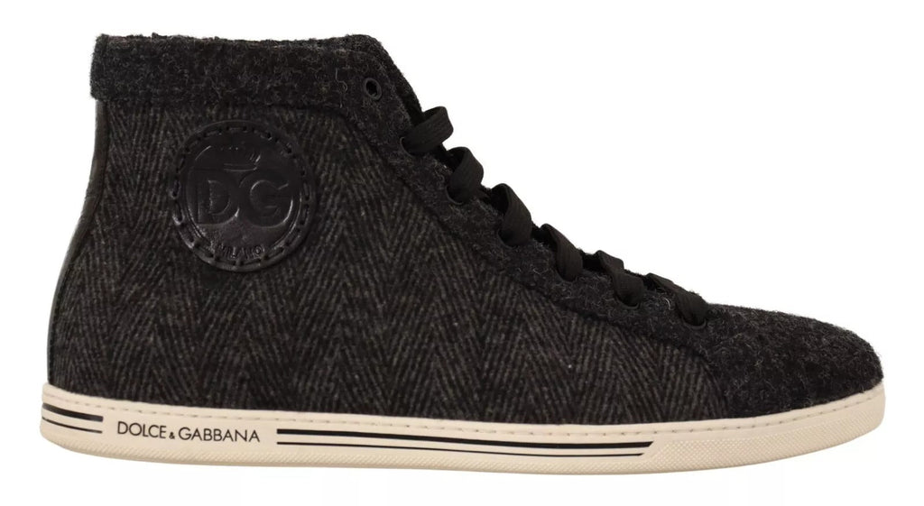 Dolce & Gabbana Gray Wool Cotton Casual High Top Sneakers - Beyzy Store - Dolce & Gabbana