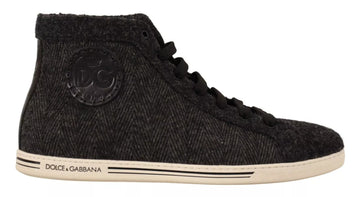 Dolce & Gabbana Gray Wool Cotton Casual High Top Sneakers - Beyzy Store - Dolce & Gabbana
