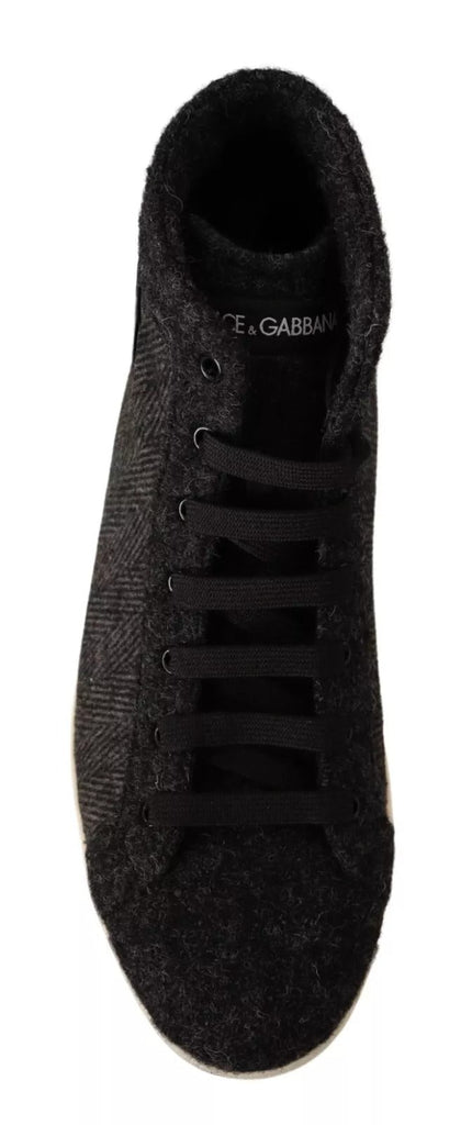 Dolce & Gabbana Gray Wool Cotton Casual High Top Sneakers - Beyzy Store - Dolce & Gabbana