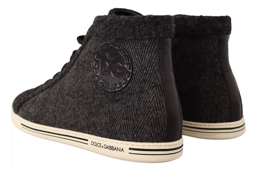 Dolce & Gabbana Gray Wool Cotton Casual High Top Sneakers - Beyzy Store - Dolce & Gabbana