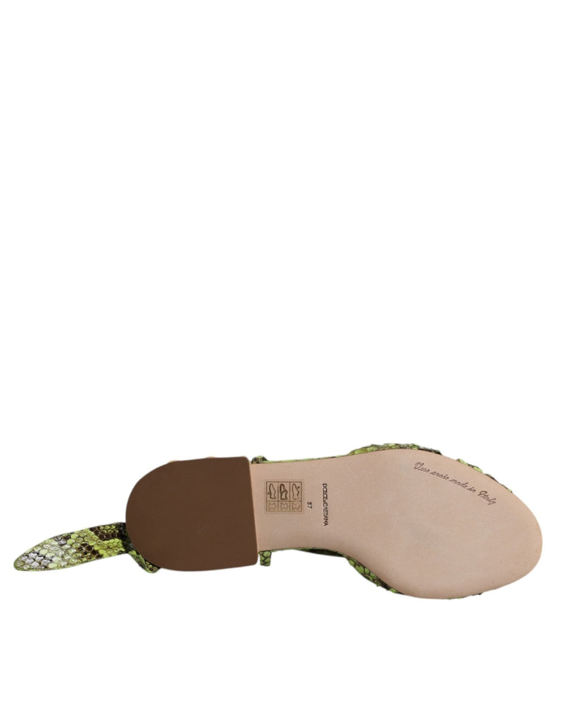 Dolce & Gabbana Green Animal Print Ankle Wrap Sandals Shoes - Beyzy Store - Dolce & Gabbana