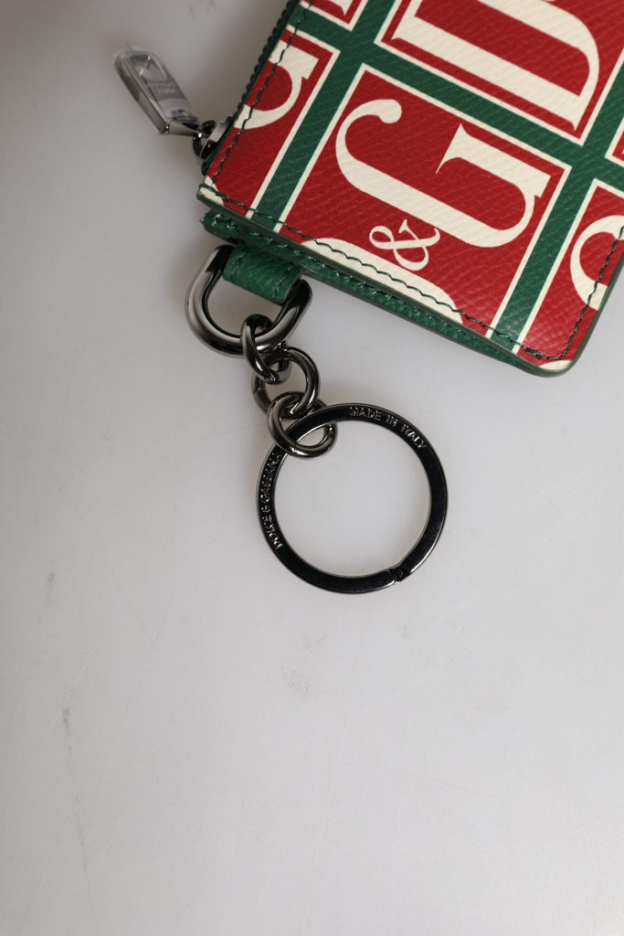 Dolce & Gabbana Green Calf Leather Logo Print Monogram Card Holder Wallet - Beyzy Store - Dolce & Gabbana
