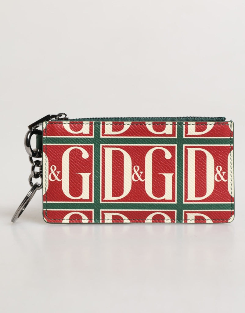 Dolce & Gabbana Green Calf Leather Logo Print Monogram Card Holder Wallet - Beyzy Store - Dolce & Gabbana