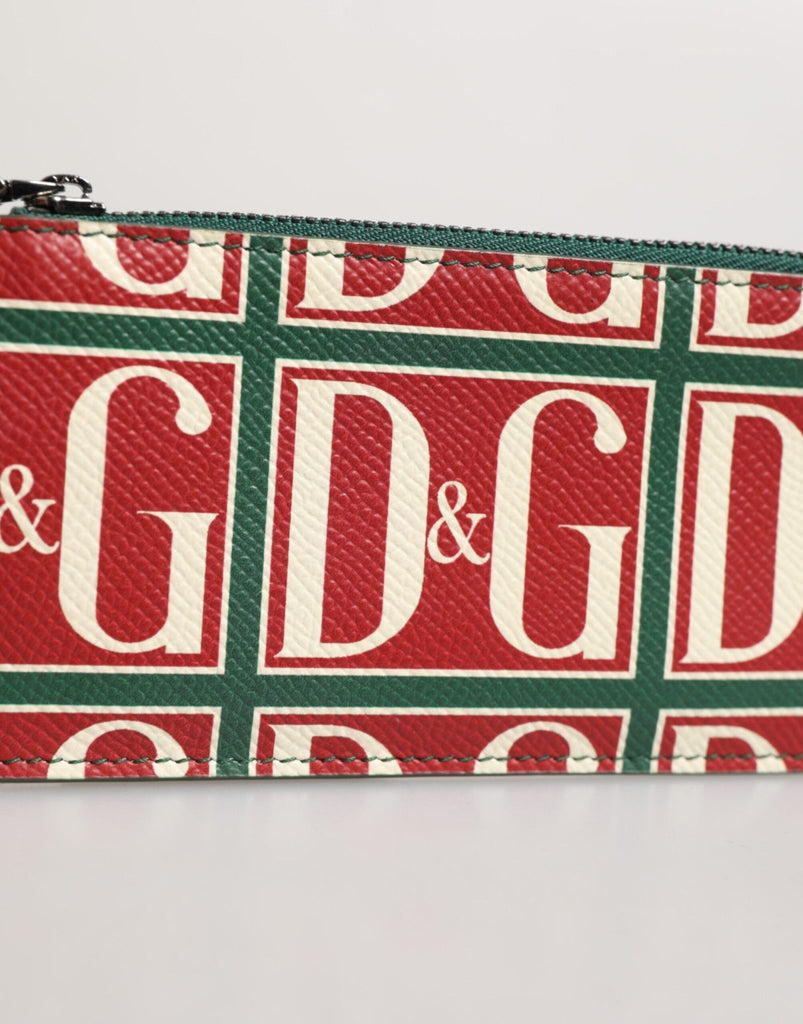 Dolce & Gabbana Green Calf Leather Logo Print Monogram Card Holder Wallet - Beyzy Store - Dolce & Gabbana