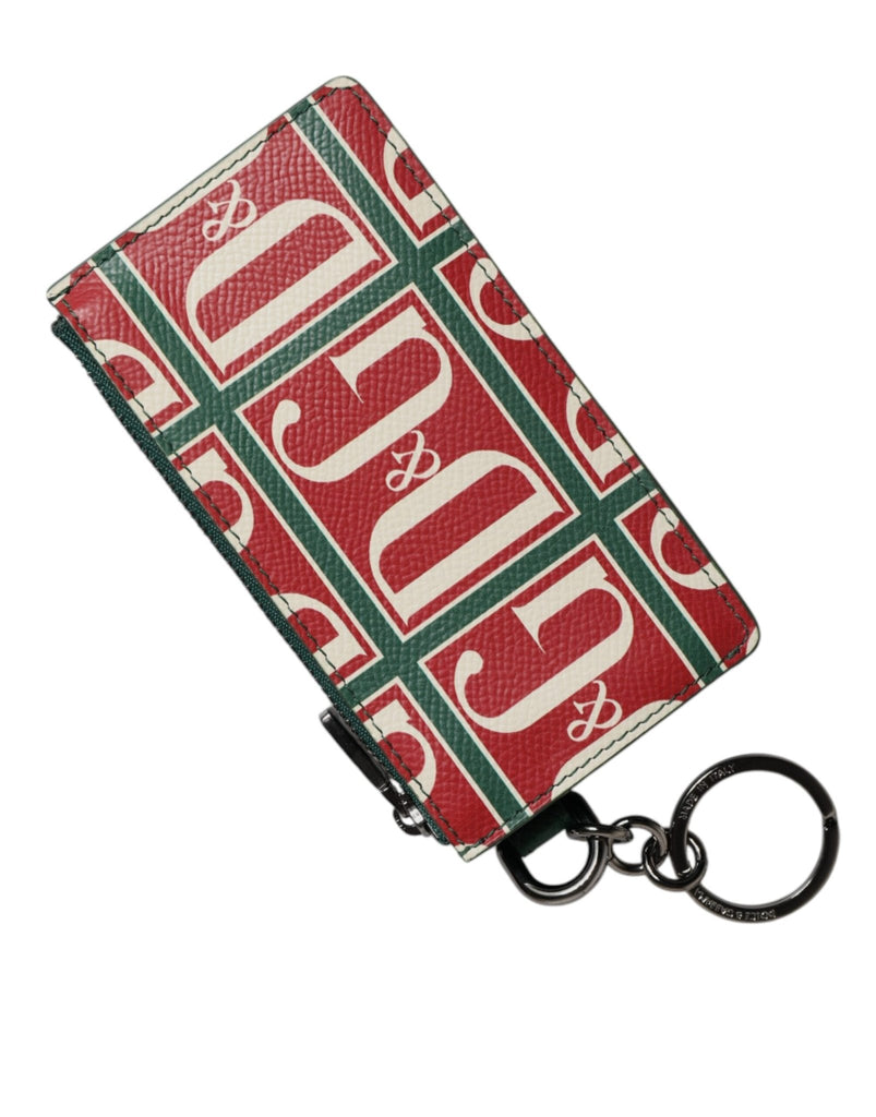 Dolce & Gabbana Green Calf Leather Logo Print Monogram Card Holder Wallet - Beyzy Store - Dolce & Gabbana