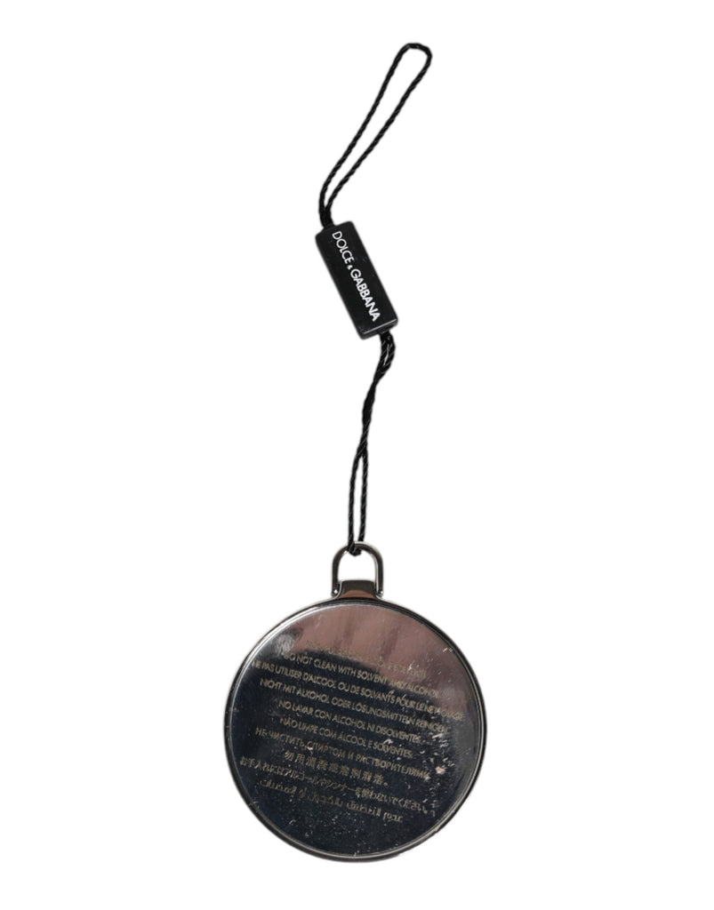 Dolce & Gabbana Green Calfskin Leather Round Logo Hand Mirror Holder - Beyzy Store - Dolce & Gabbana