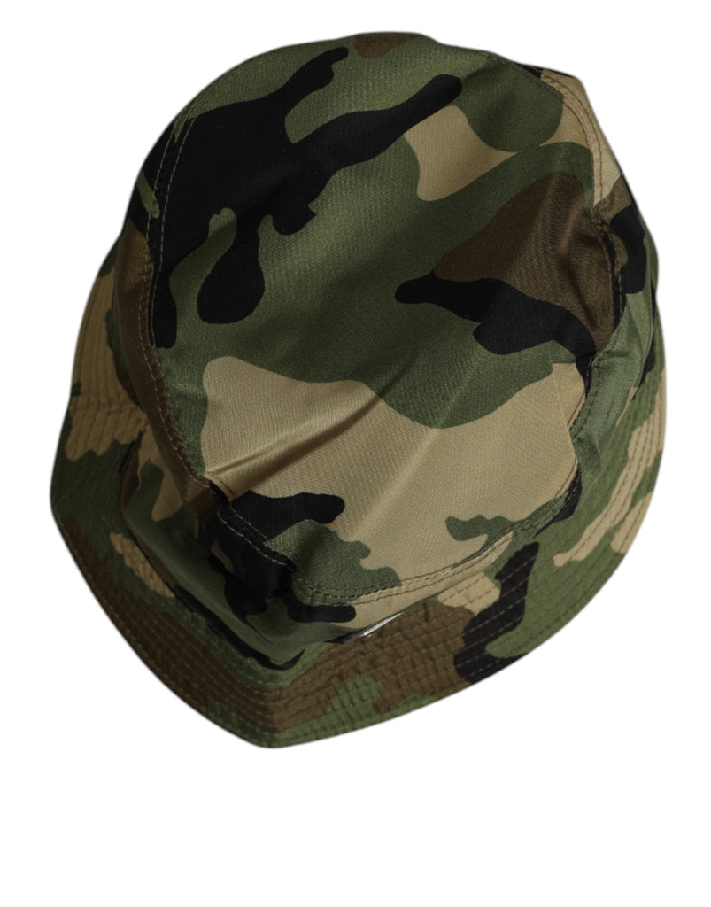 Dolce & Gabbana Green Camouflage Polyamide Logo Bucket Cap Hat - Beyzy Store - Dolce & Gabbana