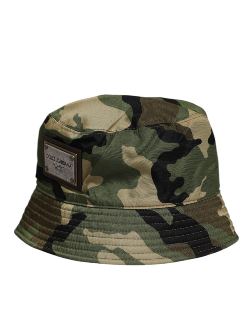 Dolce & Gabbana Green Camouflage Polyamide Logo Bucket Cap Hat - Beyzy Store - Dolce & Gabbana