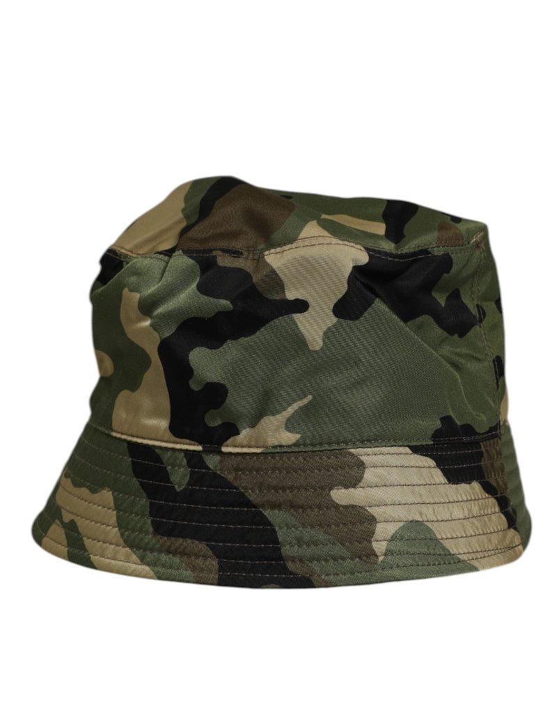 Dolce & Gabbana Green Camouflage Polyamide Logo Bucket Cap Hat - Beyzy Store - Dolce & Gabbana