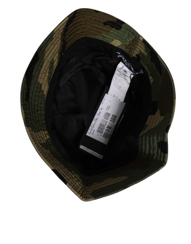 Dolce & Gabbana Green Camouflage Polyamide Logo Bucket Cap Hat - Beyzy Store - Dolce & Gabbana