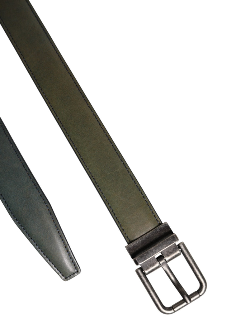 Dolce & Gabbana Green Classic Leather Metal Buckle Belt - Beyzy Store - Dolce & Gabbana