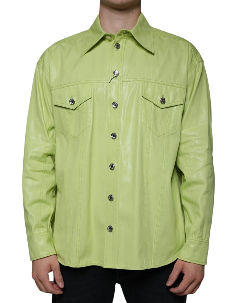Dolce & Gabbana Green Cotton Collared Men Button Down Shirt - Beyzy Store - Dolce & Gabbana