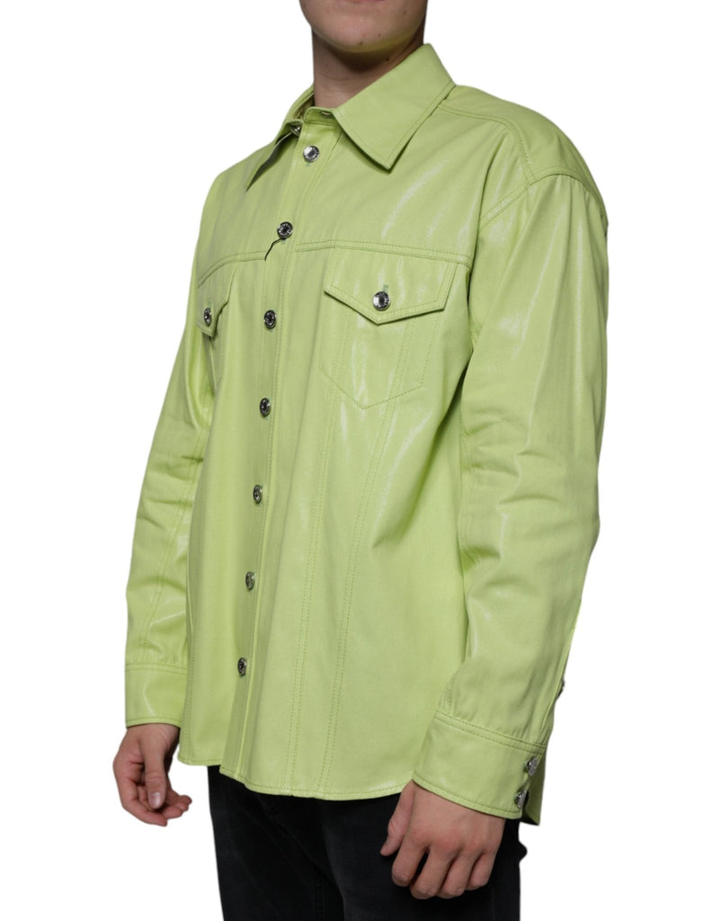 Dolce & Gabbana Green Cotton Collared Men Button Down Shirt - Beyzy Store - Dolce & Gabbana