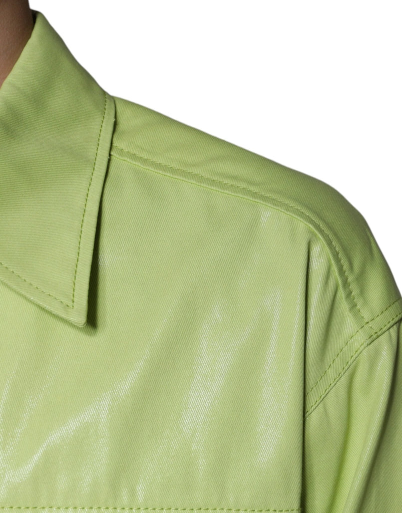 Dolce & Gabbana Green Cotton Collared Men Button Down Shirt - Beyzy Store - Dolce & Gabbana