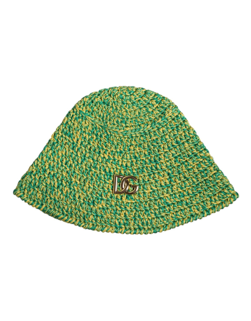 Dolce & Gabbana Green Cotton Crochet DG Logo Bucket Hat - Beyzy Store - Dolce & Gabbana