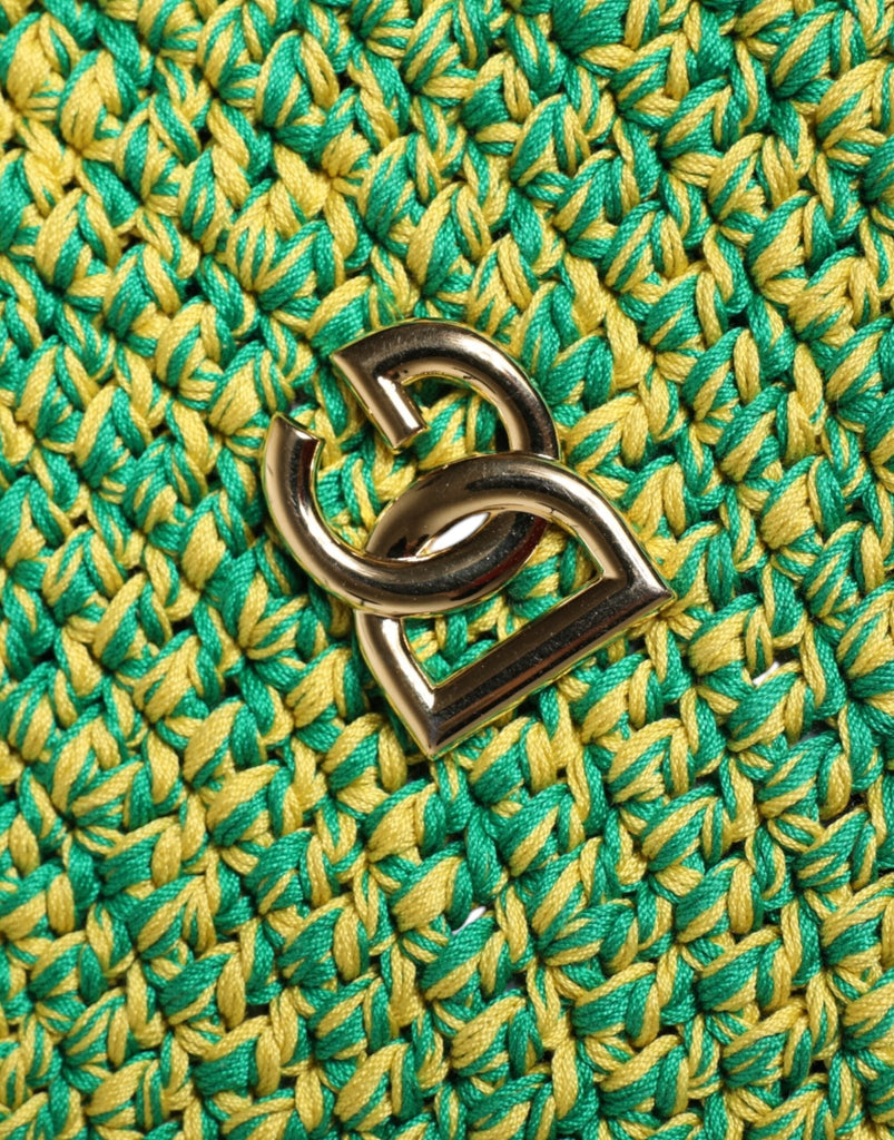 Dolce & Gabbana Green Cotton Crochet DG Logo Bucket Hat - Beyzy Store - Dolce & Gabbana