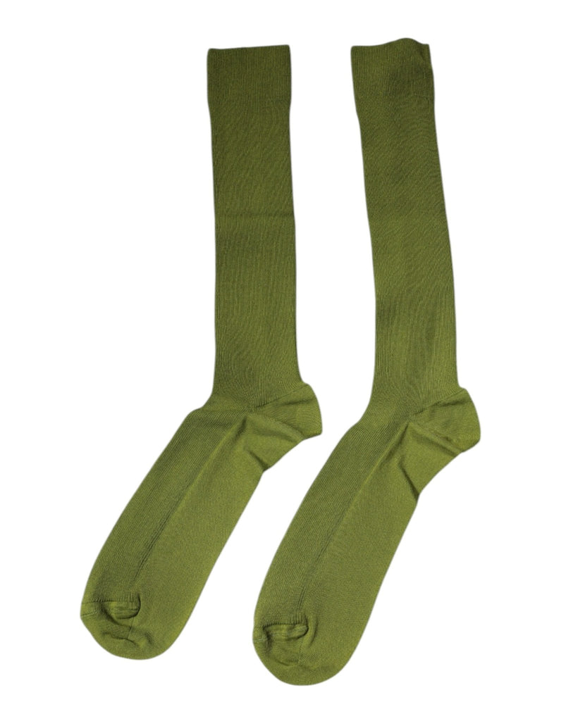 Dolce & Gabbana Green Cotton Logo Over The Calf Socks - Beyzy Store - Dolce & Gabbana