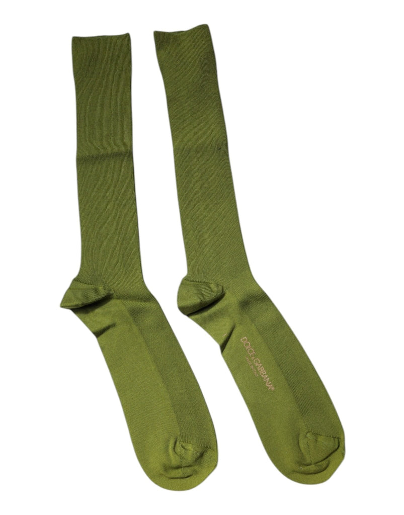 Dolce & Gabbana Green Cotton Logo Over The Calf Socks - Beyzy Store - Dolce & Gabbana