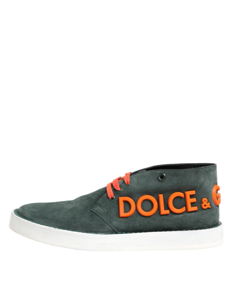Dolce & Gabbana Green Derby Logo Casual Men Sneakers Shoes - Beyzy Store - Dolce & Gabbana