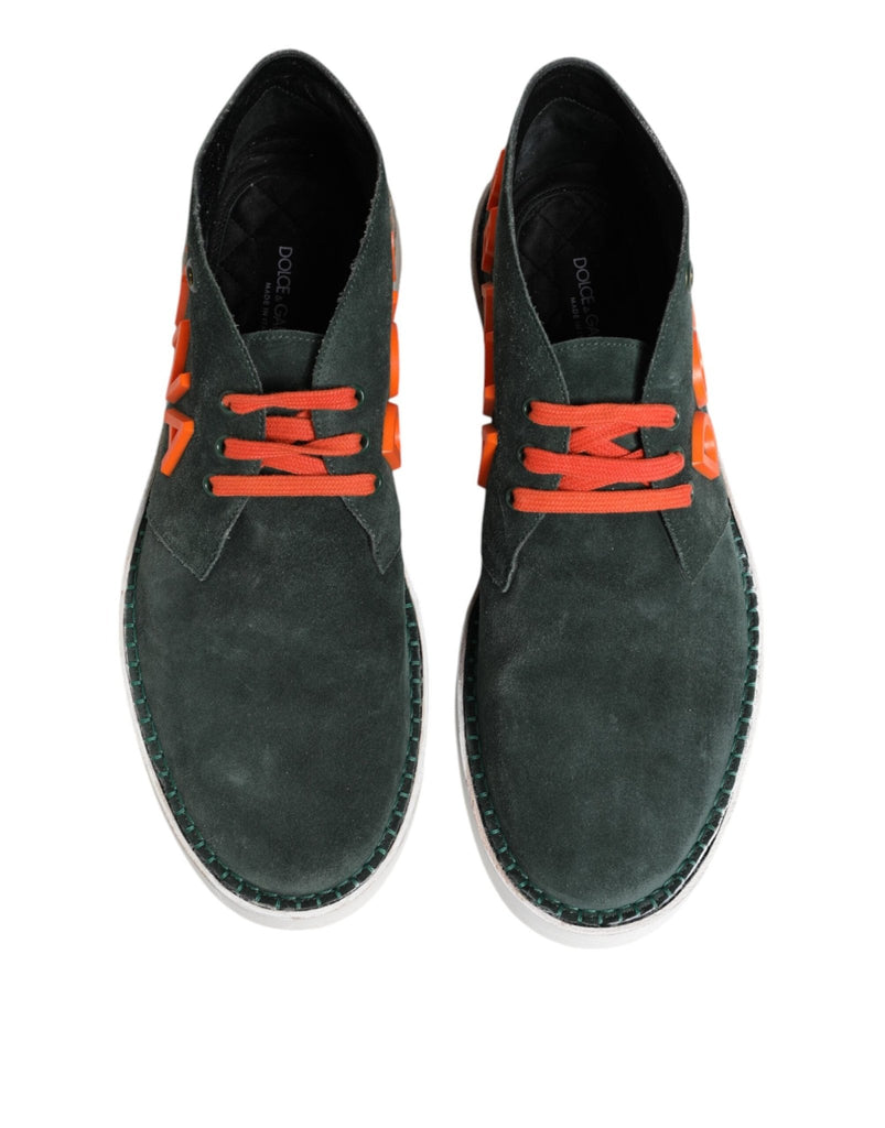 Dolce & Gabbana Green Derby Logo Casual Men Sneakers Shoes - Beyzy Store - Dolce & Gabbana