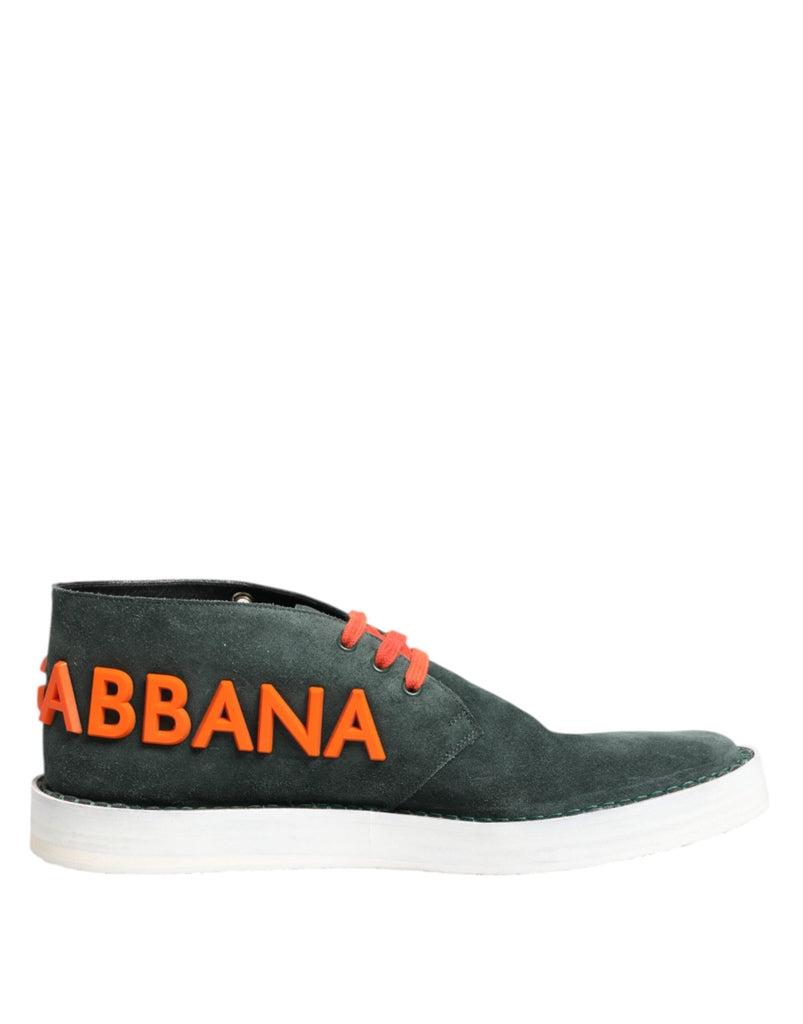 Dolce & Gabbana Green Derby Logo Casual Men Sneakers Shoes - Beyzy Store - Dolce & Gabbana