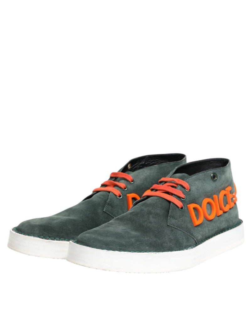 Dolce & Gabbana Green Derby Logo Casual Men Sneakers Shoes - Beyzy Store - Dolce & Gabbana