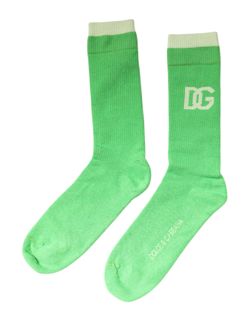 Dolce & Gabbana Green DG Logo Mid Calf Men Nylon Socks - Beyzy Store - Dolce & Gabbana