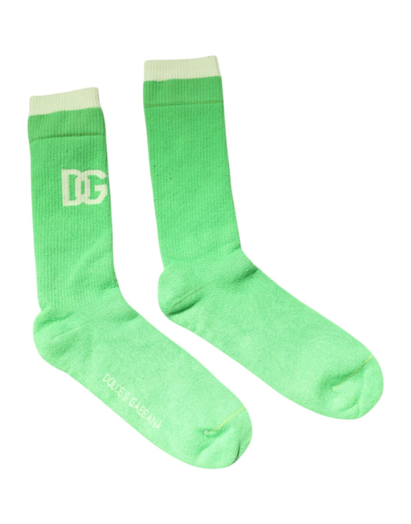 Dolce & Gabbana Green DG Logo Mid Calf Men Nylon Socks - Beyzy Store - Dolce & Gabbana