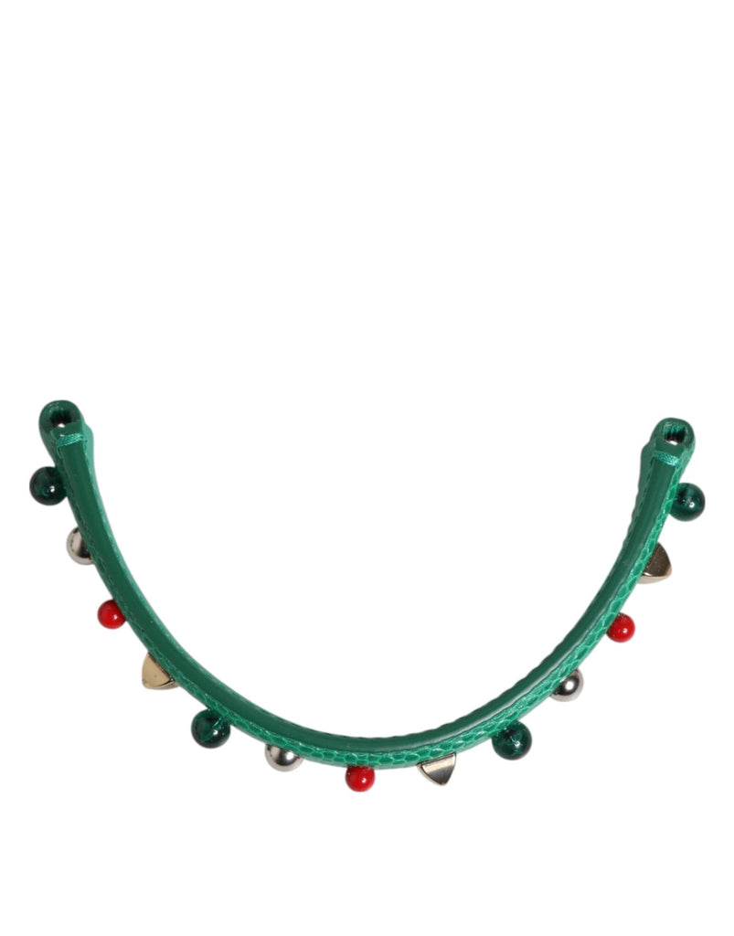 Dolce & Gabbana Green Embellished Leather Bag Handle Women Shoulder Strap - Beyzy Store - Dolce & Gabbana