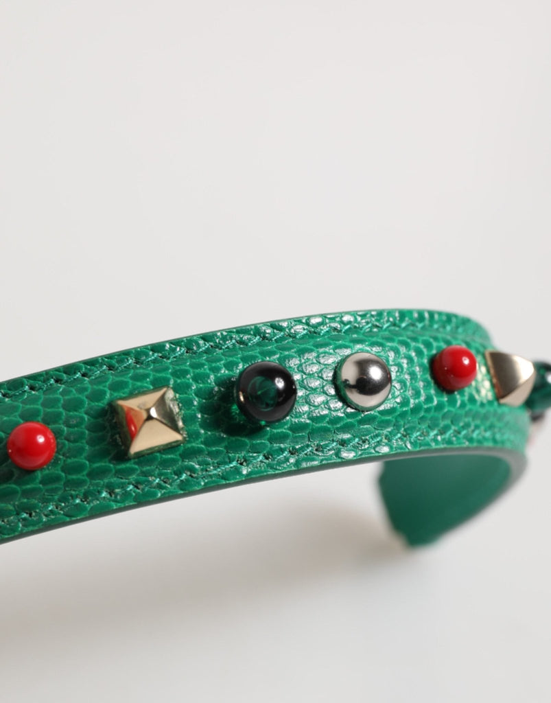 Dolce & Gabbana Green Embellished Leather Bag Handle Women Shoulder Strap - Beyzy Store - Dolce & Gabbana