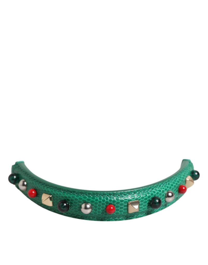 Dolce & Gabbana Green Embellished Leather Bag Handle Women Shoulder Strap - Beyzy Store - Dolce & Gabbana