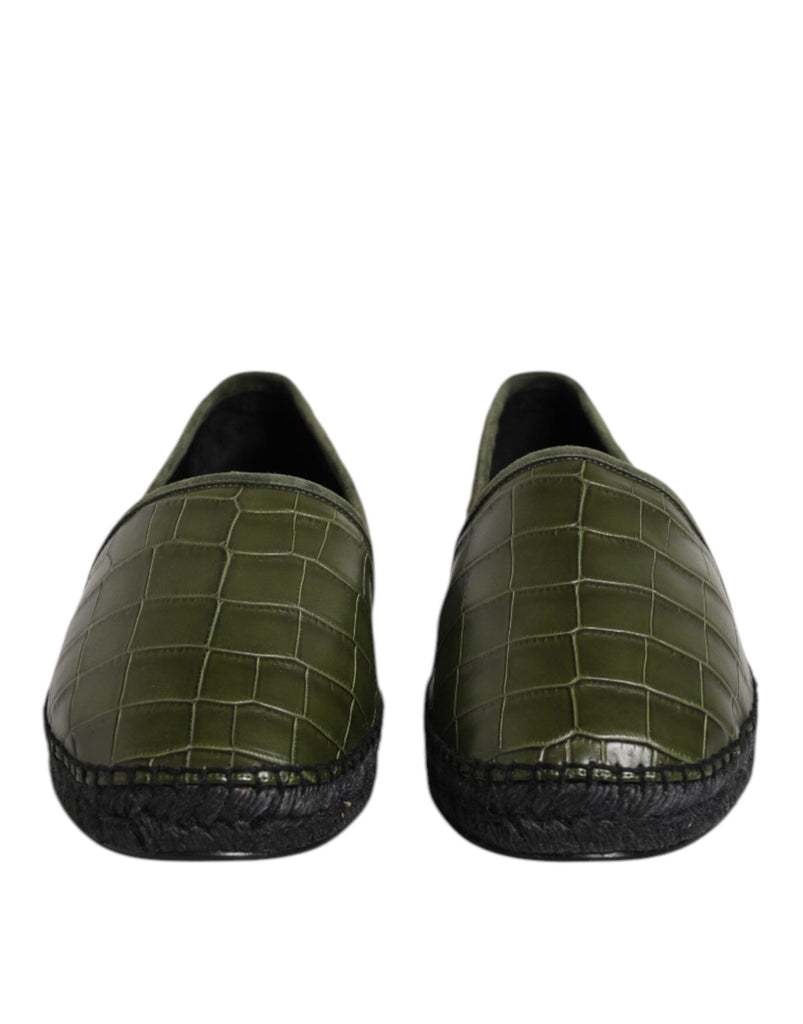 Dolce & Gabbana Green Exotic Leather Espadrilles Slip On Shoes - Beyzy Store - Dolce & Gabbana