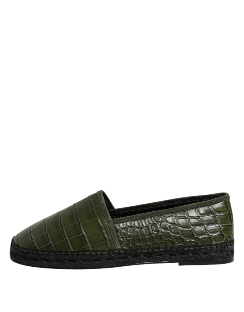 Dolce & Gabbana Green Exotic Leather Espadrilles Slip On Shoes - Beyzy Store - Dolce & Gabbana