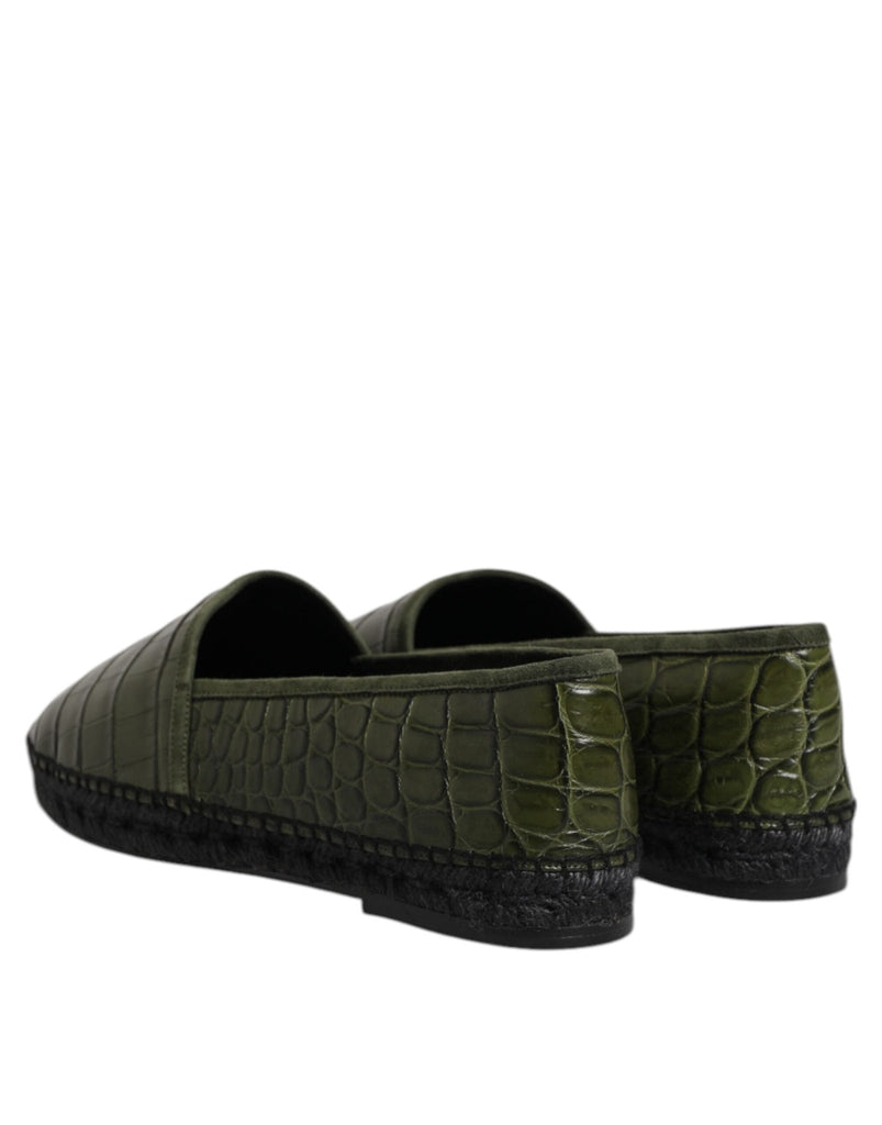 Dolce & Gabbana Green Exotic Leather Espadrilles Slip On Shoes - Beyzy Store - Dolce & Gabbana