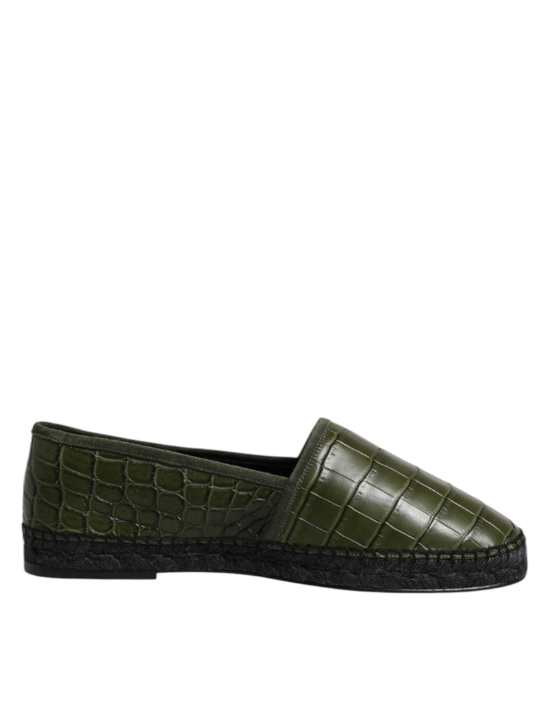 Dolce & Gabbana Green Exotic Leather Espadrilles Slip On Shoes - Beyzy Store - Dolce & Gabbana