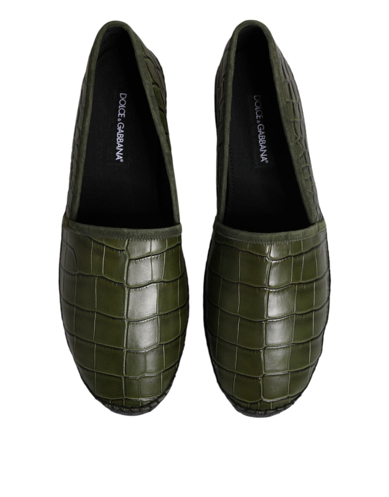 Dolce & Gabbana Green Exotic Leather Espadrilles Slip On Shoes - Beyzy Store - Dolce & Gabbana