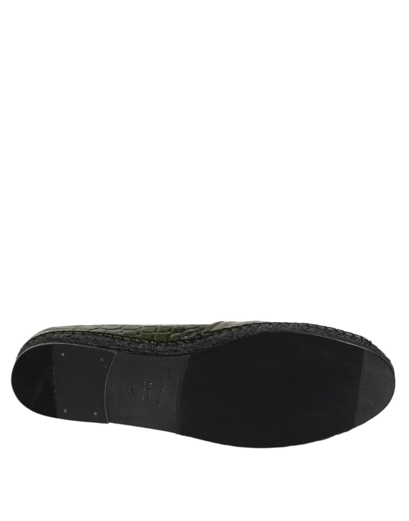 Dolce & Gabbana Green Exotic Leather Espadrilles Slip On Shoes - Beyzy Store - Dolce & Gabbana
