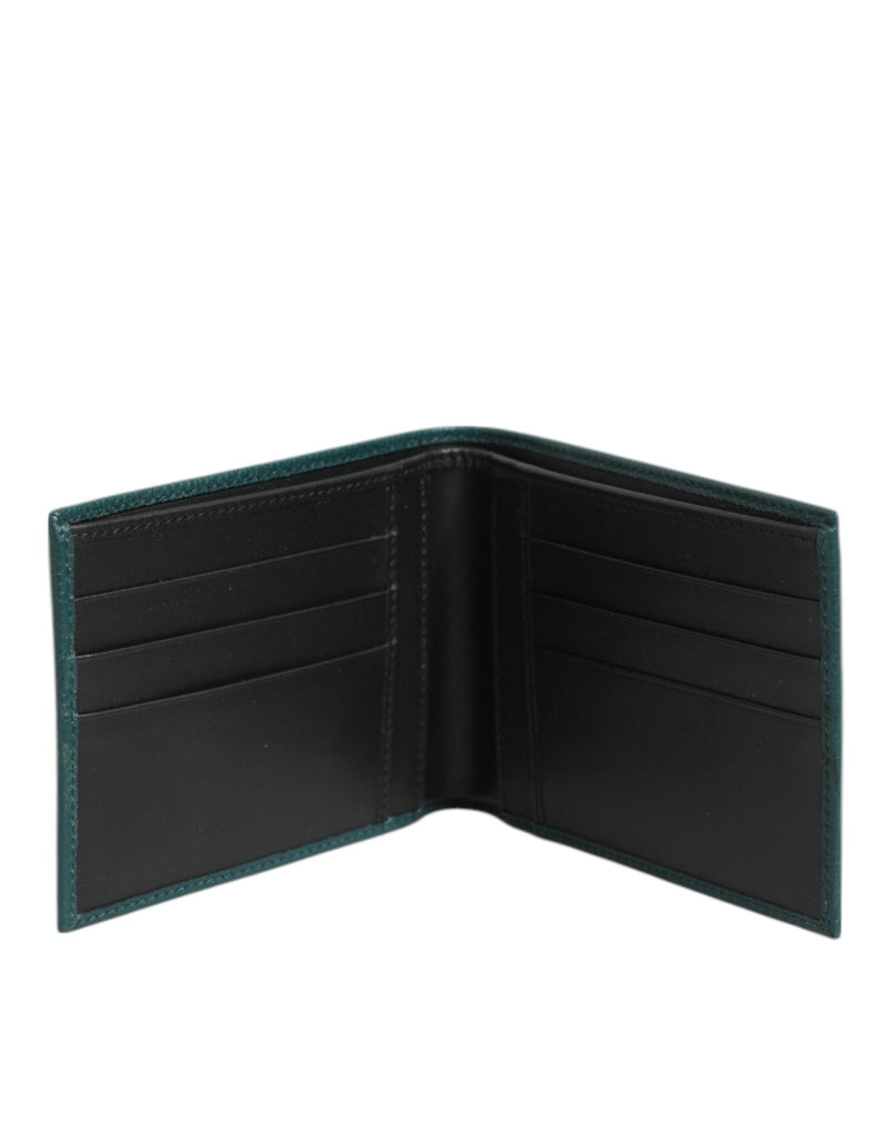 Dolce & Gabbana Green Leather DG Logo Plaque Bifold Card Holder Wallet - Beyzy Store - Dolce & Gabbana