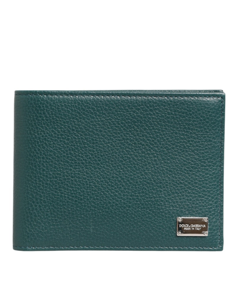 Dolce & Gabbana Green Leather DG Logo Plaque Bifold Card Holder Wallet - Beyzy Store - Dolce & Gabbana