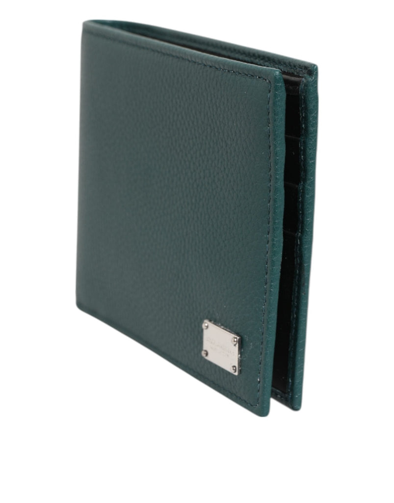 Dolce & Gabbana Green Leather DG Logo Plaque Bifold Card Holder Wallet - Beyzy Store - Dolce & Gabbana