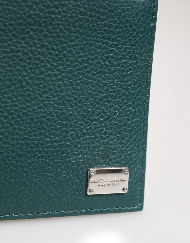 Dolce & Gabbana Green Leather DG Logo Plaque Bifold Card Holder Wallet - Beyzy Store - Dolce & Gabbana