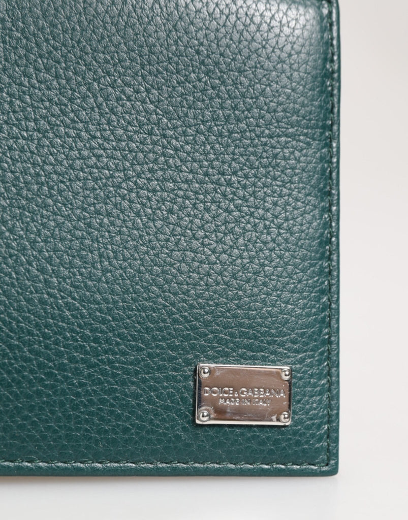 Dolce & Gabbana Green Leather DG Logo Plaque Bifold Men Card Holder Wallet - Beyzy Store - Dolce & Gabbana