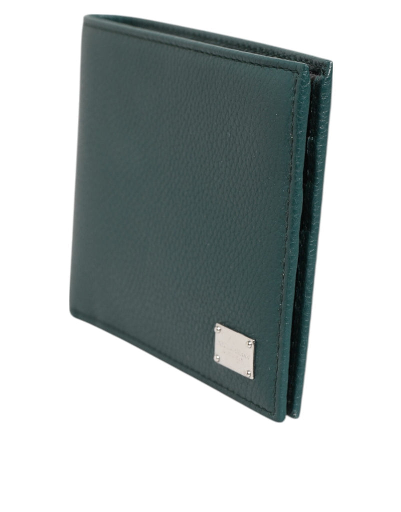 Dolce & Gabbana Green Leather DG Logo Plaque Bifold Men Card Holder Wallet - Beyzy Store - Dolce & Gabbana