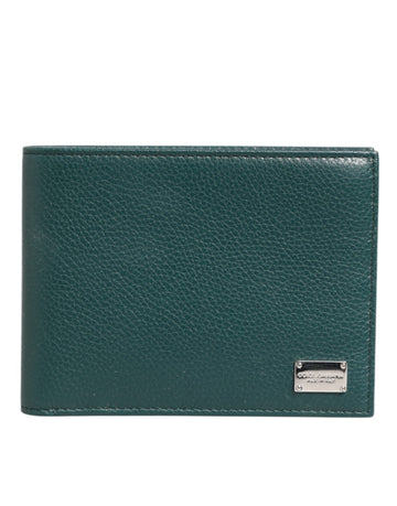 Dolce & Gabbana Green Leather DG Logo Plaque Bifold Men Card Holder Wallet - Beyzy Store - Dolce & Gabbana