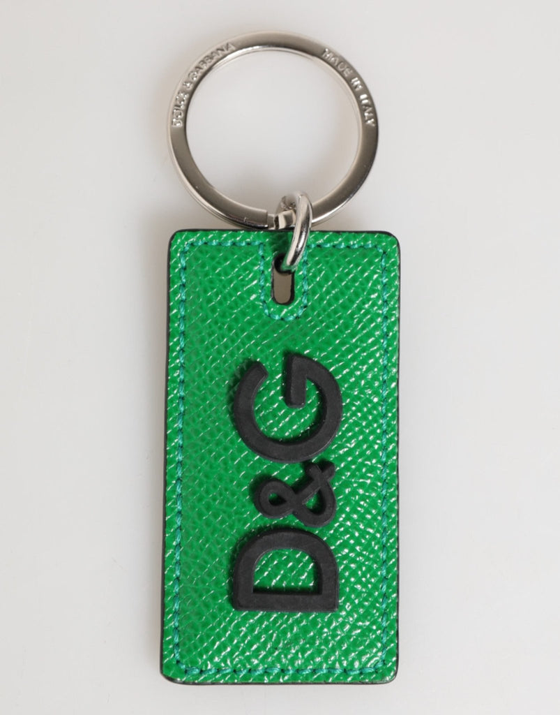 Dolce & Gabbana Green Leather Logo Metal Ring Keychain Holder Men Keyring - Beyzy Store - Dolce & Gabbana