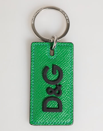 Dolce & Gabbana Green Leather Logo Metal Ring Keychain Holder Men Keyring - Beyzy Store - Dolce & Gabbana