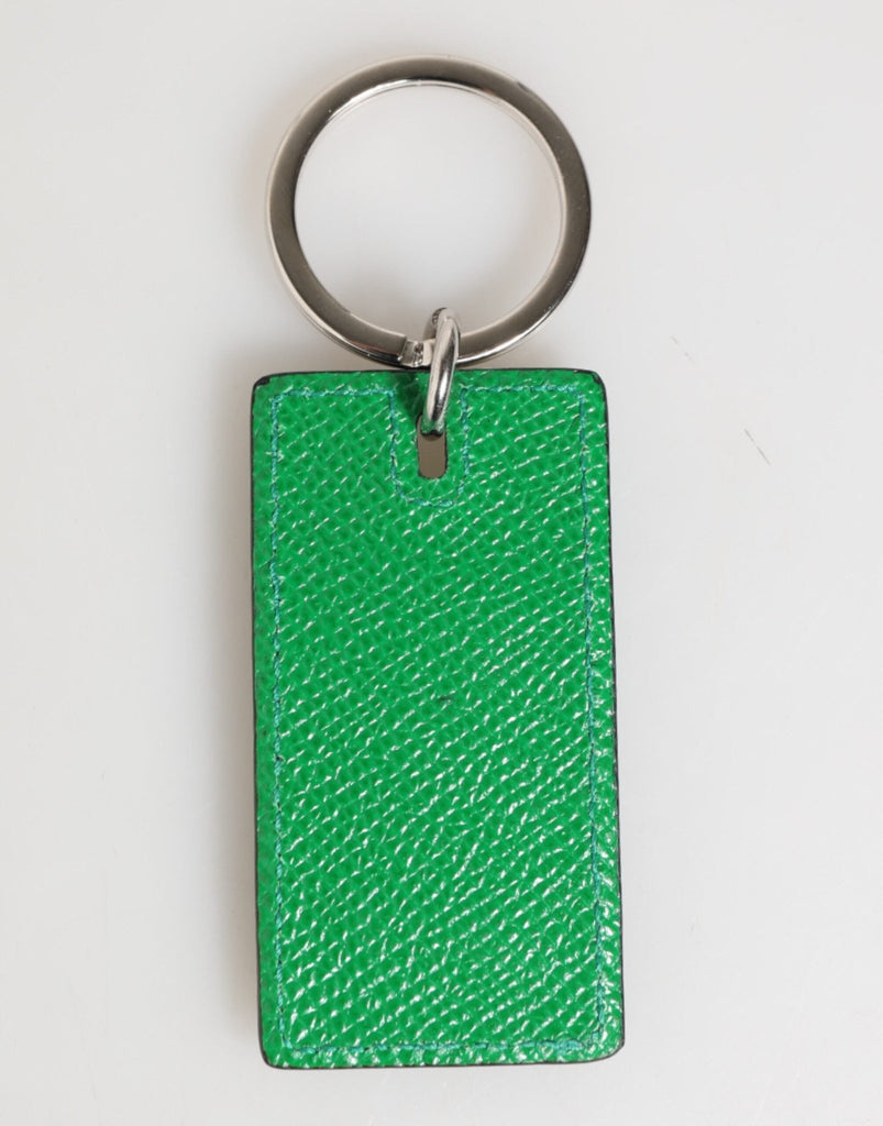 Dolce & Gabbana Green Leather Logo Metal Ring Keychain Holder Men Keyring - Beyzy Store - Dolce & Gabbana
