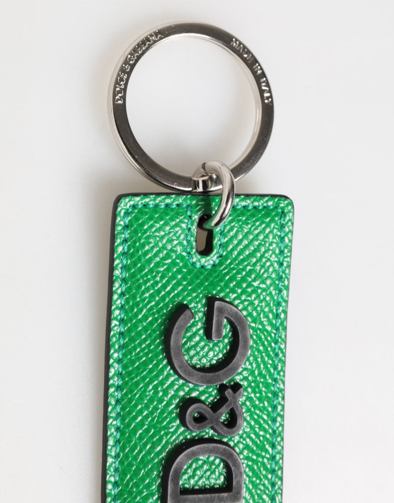 Dolce & Gabbana Green Leather Logo Metal Ring Keychain Holder Men Keyring - Beyzy Store - Dolce & Gabbana